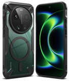 Xiaomi 17 Ultra Case | Fusion-X Magnetic - Rugged black case with magnetic ring on a green glitter back for Xiaomi 17 Ultra.