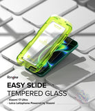 Xiaomi 17 Ultra Screen Protector | Easy Slide Tempered Glass - Ringke Easy Slide tempered glass screen protector on a smartphone with keyboard background