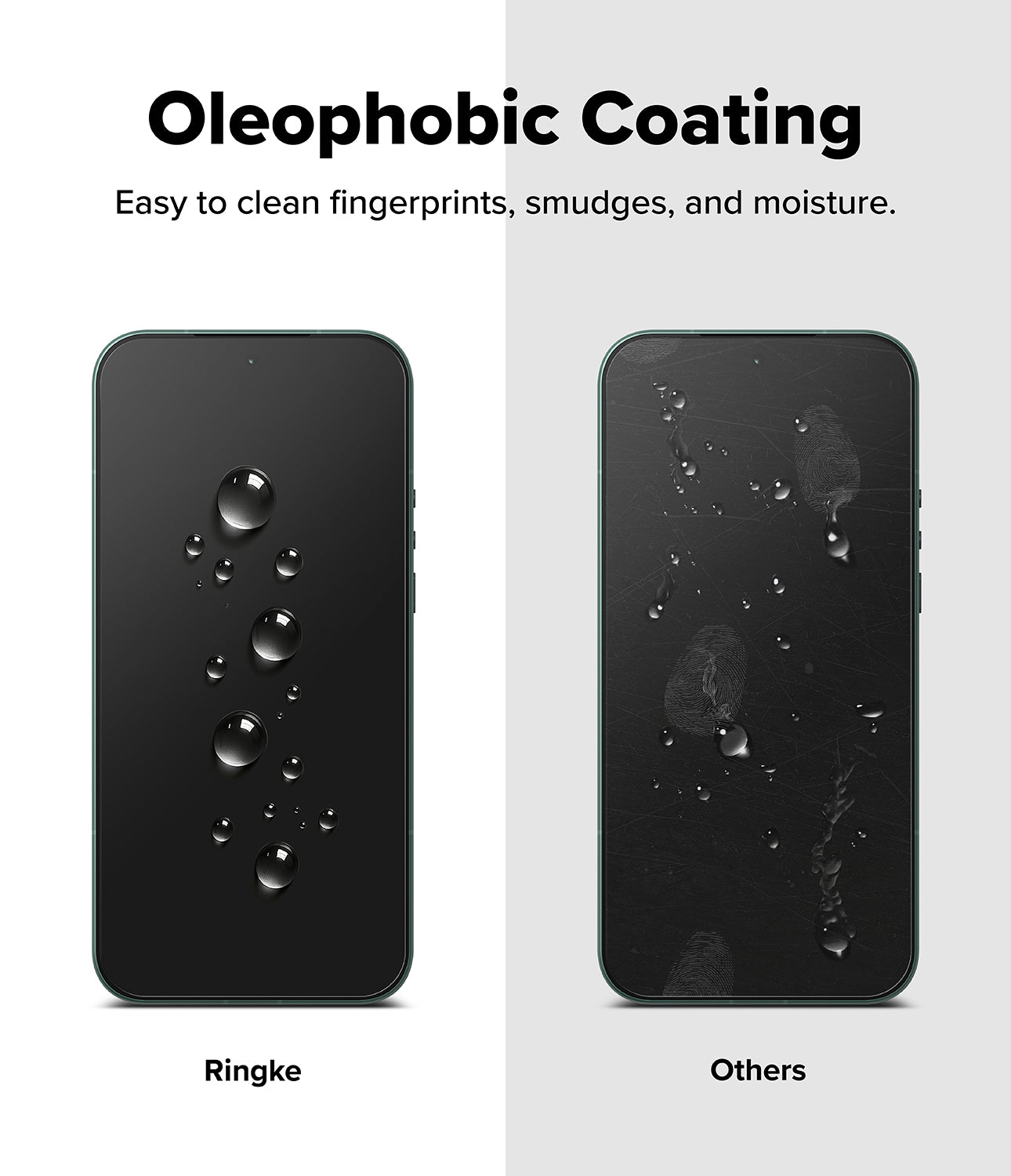 Xiaomi 17 Ultra Screen Protector | Easy Slide Tempered Glass - Smartphone with oleophobic coating showing water droplets on screen, labeled 'Ringke'.