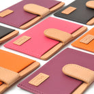 Ringke® Leather ID / Card Holder, 3M Adhesive Stick On Mini Wallet Attachment for All Phone Devices - Ringke® Leather ID / Card Holder - Multiple colorful leather adhesive card holders arranged in a grid on a white background.