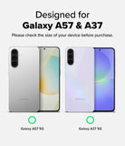 Galaxy A37 / A57 5G | Camera Glass 2P - Comparison of silver and light purple Samsung Galaxy phones with camera labels.