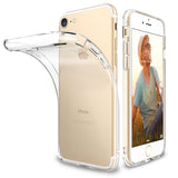 iPhone 8 / 7 Case | Air - A flexible, clear protective case partially peeled away from a gold iPhone 7.