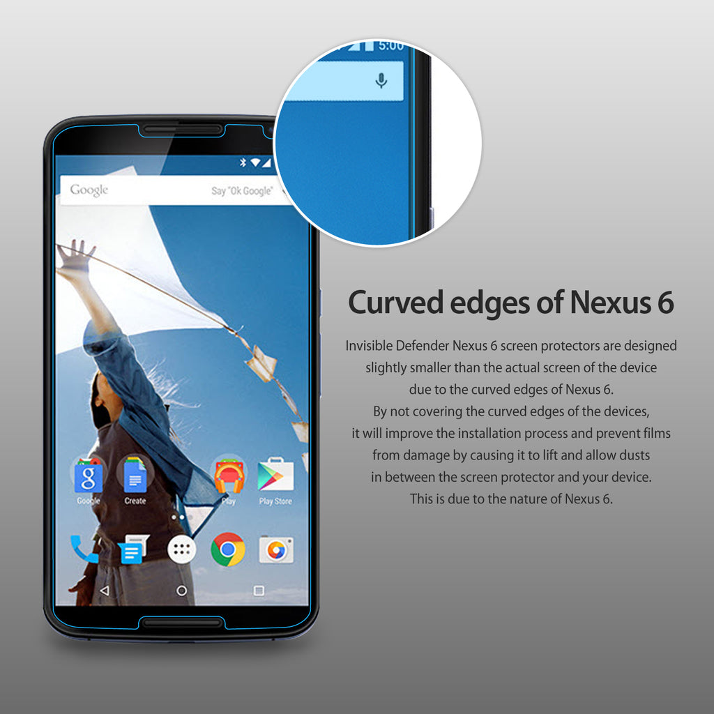 Google Nexus 6 Screen Protector | Invisible Defender [4P] - Curved edges of Nexus 6