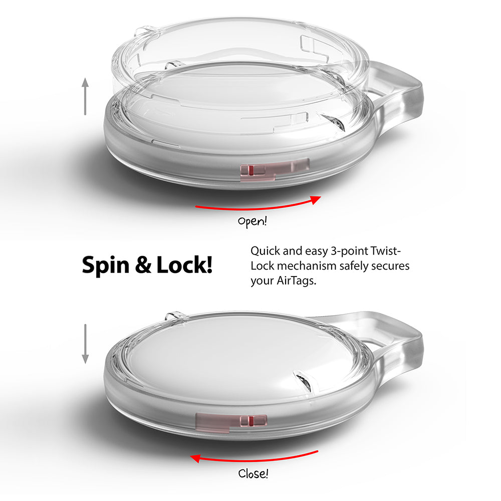 quick and easy 3 point twist lock mechanism safely secures your airtags