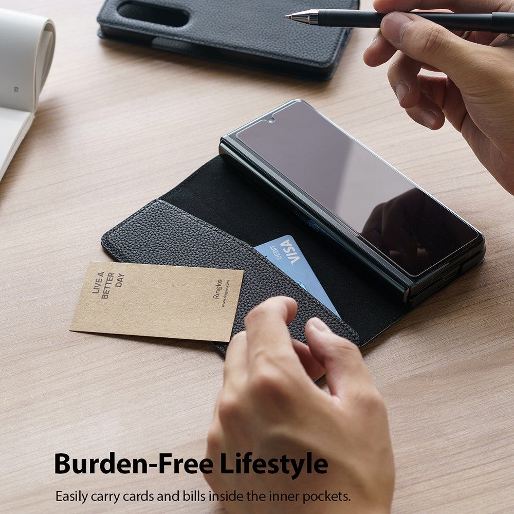 Galaxy Z Fold 3 Case | Folio Signature EZ Strap Leather Wallet