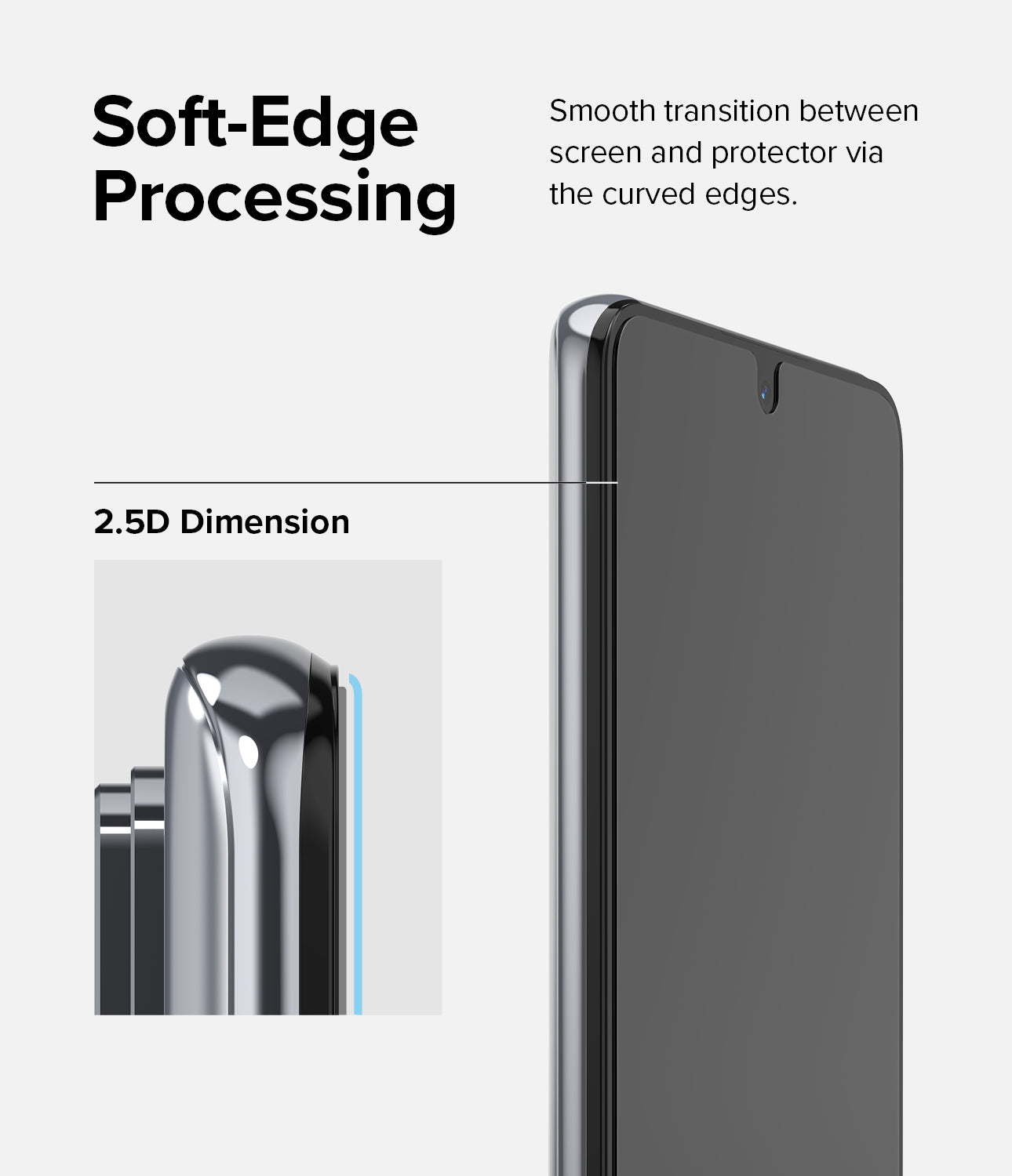 Soft-Edge Processing - Smooth transition between screen and protector via the curved edges.