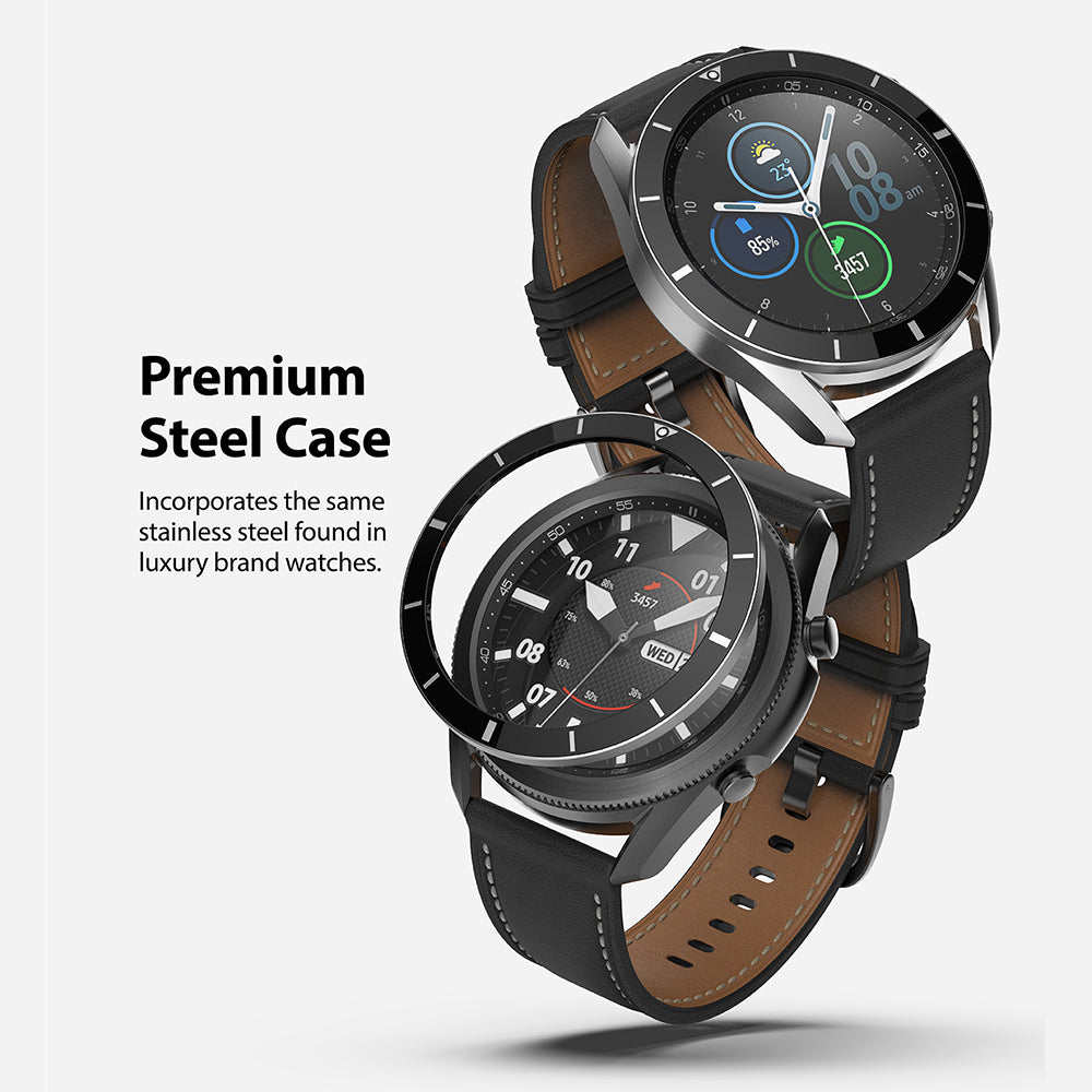 premium steel case - incorporates the same stainless steel found in luxury brand watches