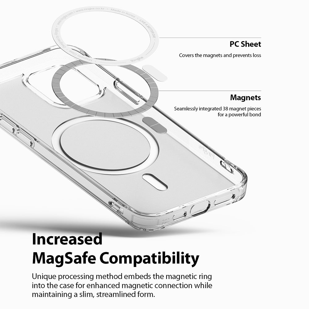 unique processing method embeds the magnetic ring into the case for enhanced magnetic connection while maintaining a slim, streamlined form