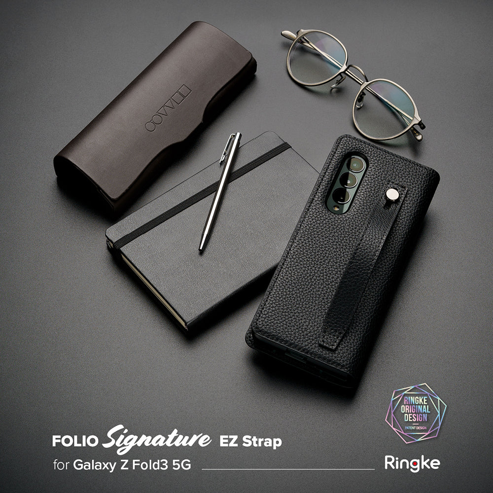 Galaxy Z Fold 3 Case | Folio Signature EZ Strap Leather Wallet