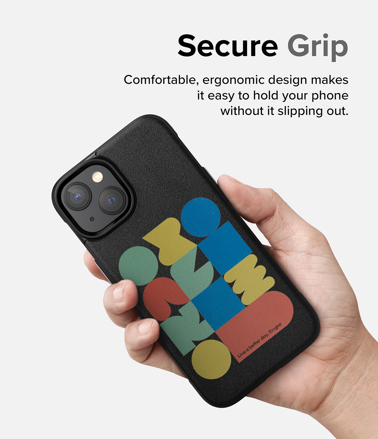 iPhone 14 Plus Case | Onyx Design - Secure Grip. Comfortable, ergonomic design makes it easy to hold your phone without it slipping out.
