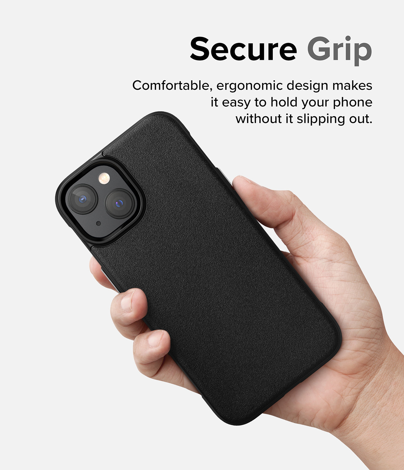 iPhone 14 Case | Onyx - Black - Secure Grip. Comfortable, ergonomic design makes it easy to hold your phone without it slipping out.