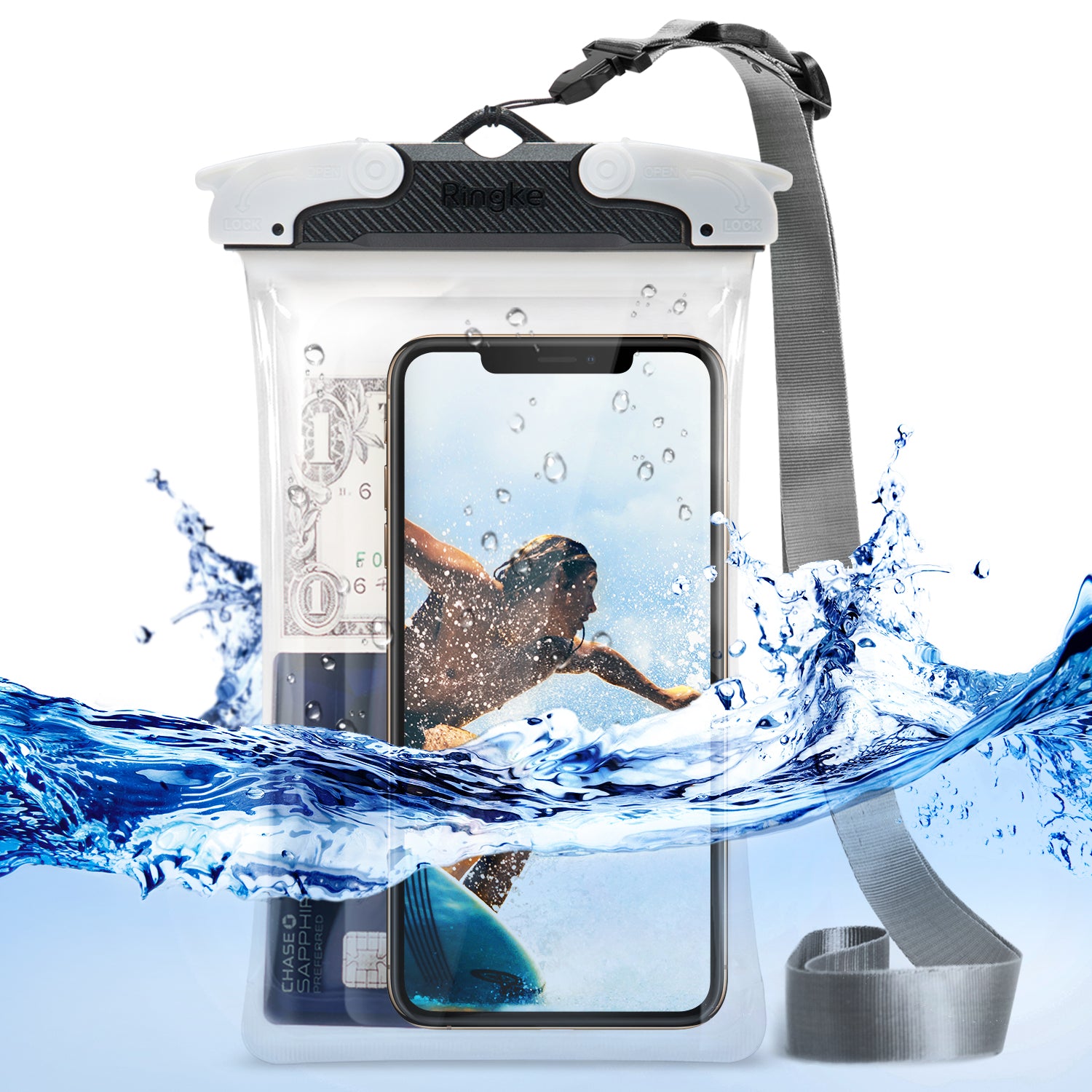 Ringke Waterproof Phone Pouch Case IPX8 Certified Universal Easy Snap Technology 