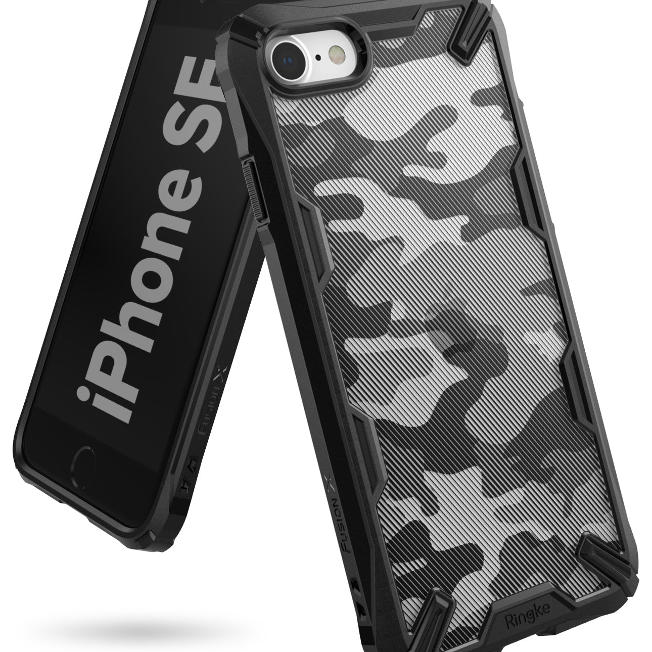 ringke fusion x case designed for apple iphone se 2020, iphone 8 - camo black