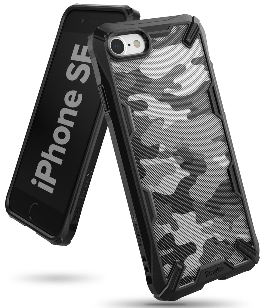ringke fusion x case designed for apple iphone se 2020, iphone 8 - camo black