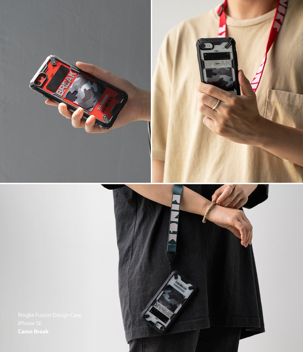 apple iphone se 2020 case, iphone 8 case, ringke fusion-x design - 04. camo black