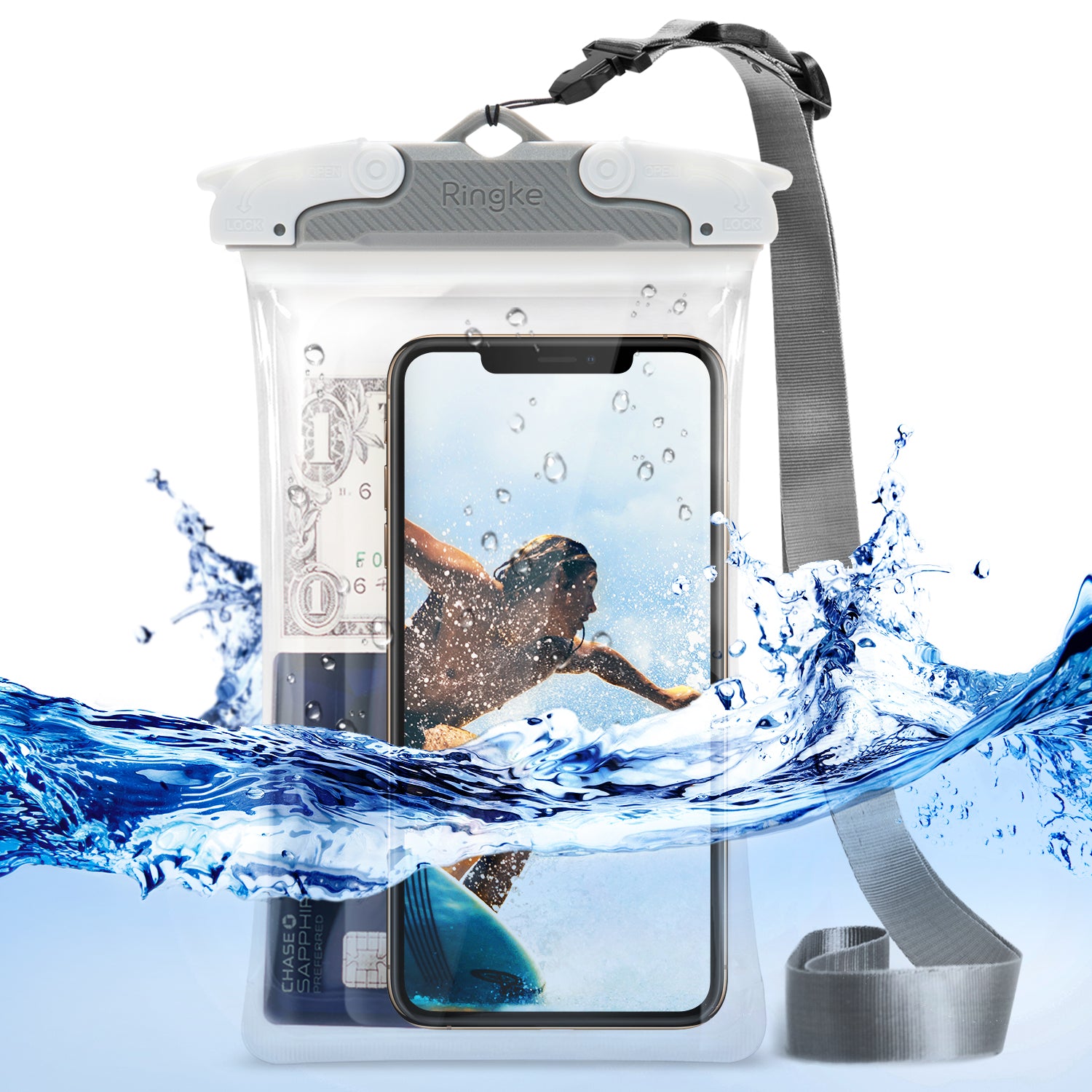 Ringke Waterproof Phone Pouch Case IPX8 Certified Universal Easy Snap Technology 
