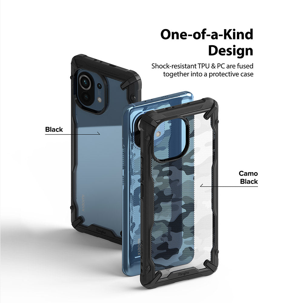 shock resistant TPU and PC are fused together into a protective case