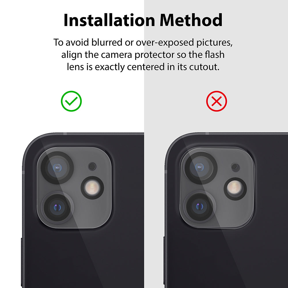 align camera protector so flash lens is centered