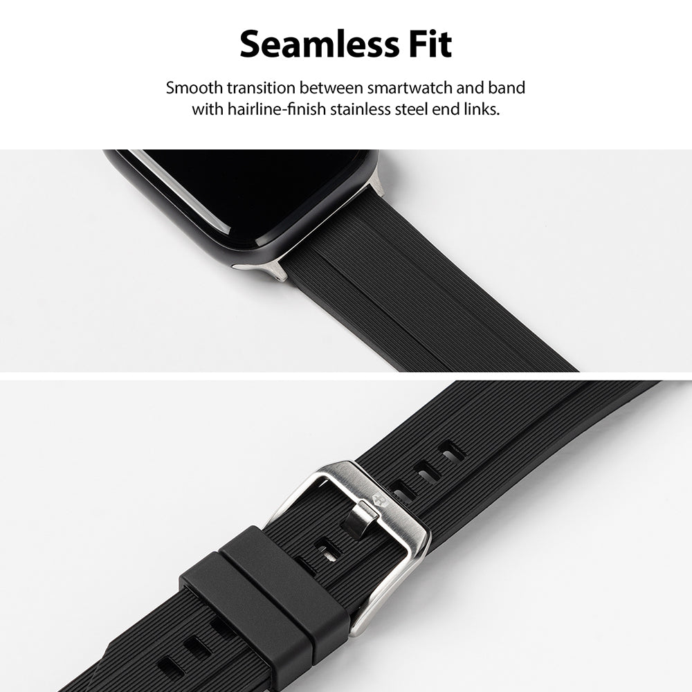 smooth transition between smartwatch and band with hairline-finish steel end links