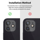 align camera protector so flash lens is centered