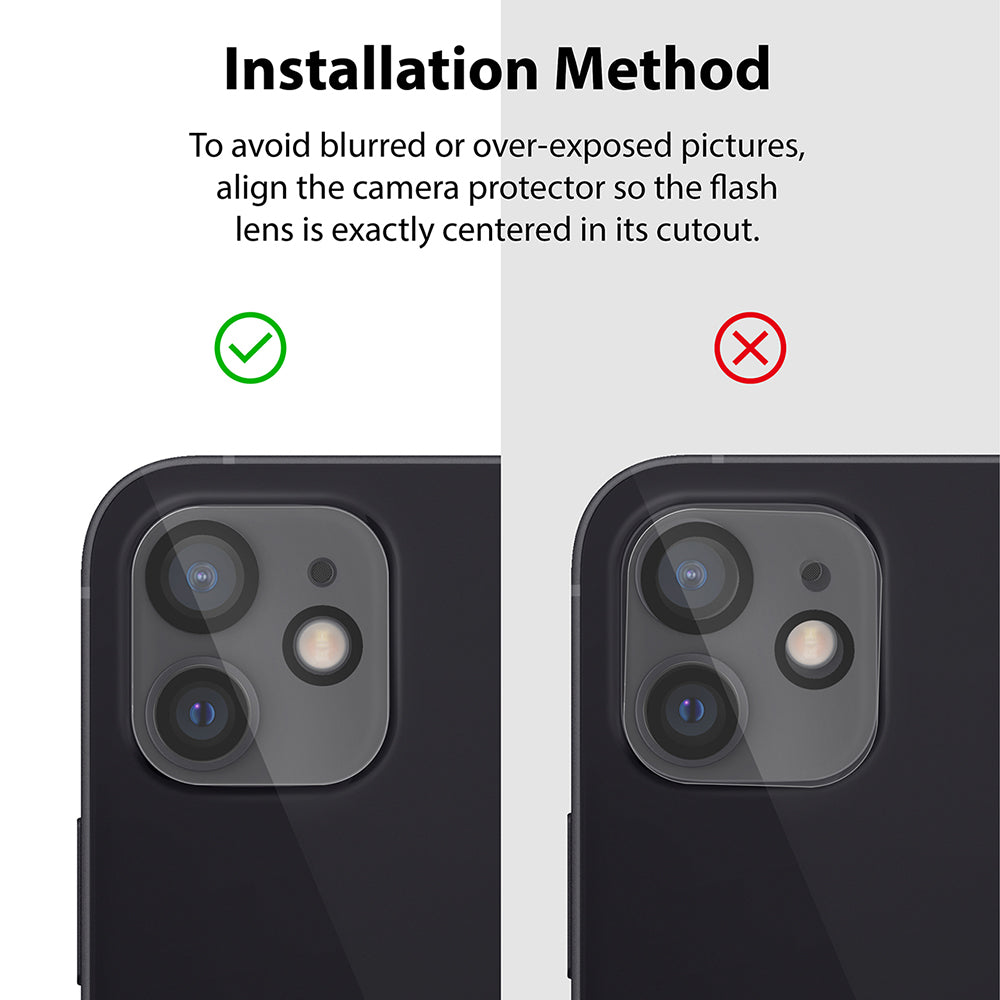 align camera protector so flash lens is centered
