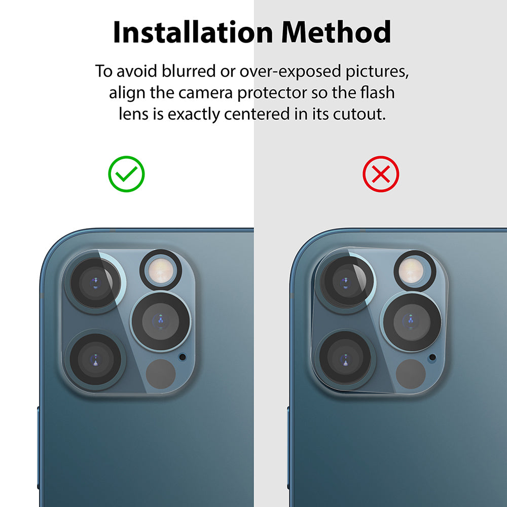 align camera protector so flash lens is centered