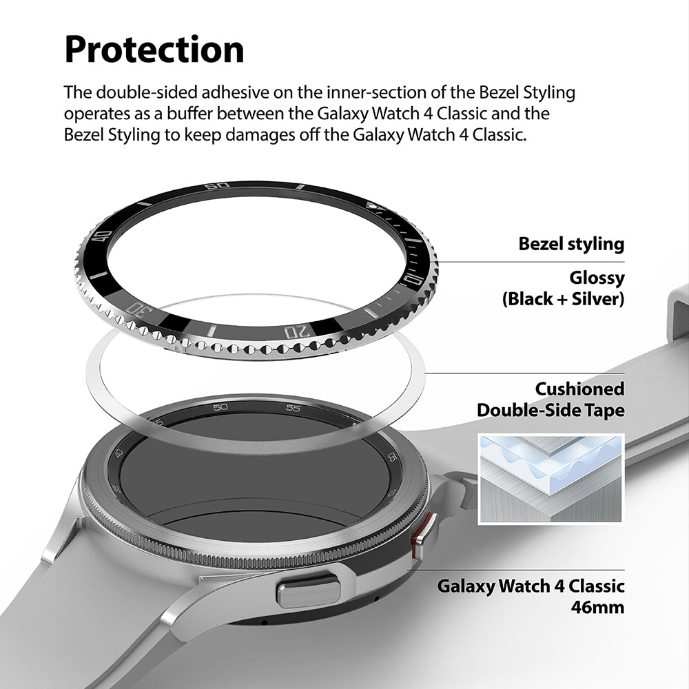 Cushioned double-sided tape keeps damage off the watch