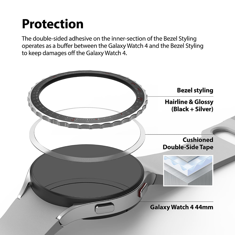 Cushioned double-sided tape keeps damage off the watch