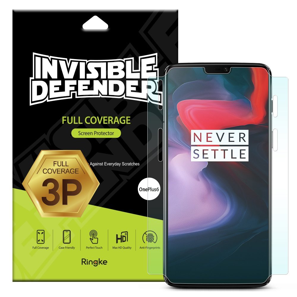 oneplus 6 invisible defender full coverage 3 pack