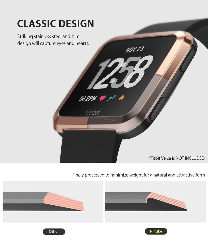 Ringke Bezel Styling Designed for Fitbit Versa Case Cover, Rose Gold - FW-V-02, classic design