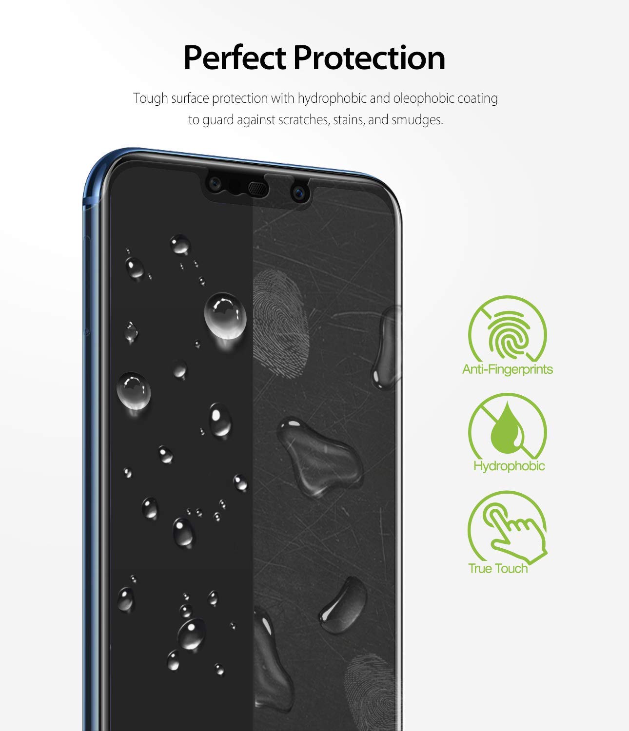 tough surface protection with hydrophobic, oleophobic coating