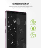 Galaxy Note 9 [INVISIBLE DEFENDER] Full Coverage Screen Protector - Galaxy Note 9 Screen Protector - Smartphone screen showing water beads and fingerprint resistance icons for protection.