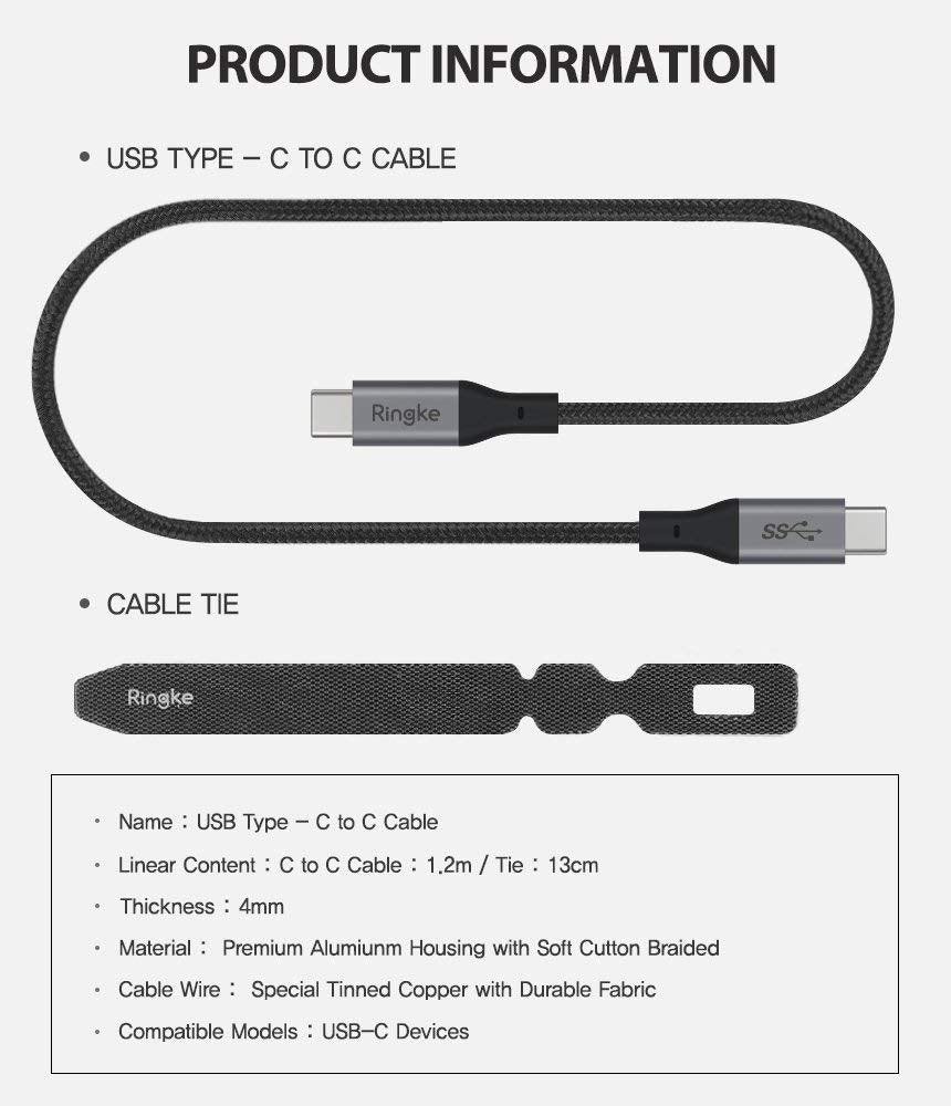 ringke usb type c to c cable ft