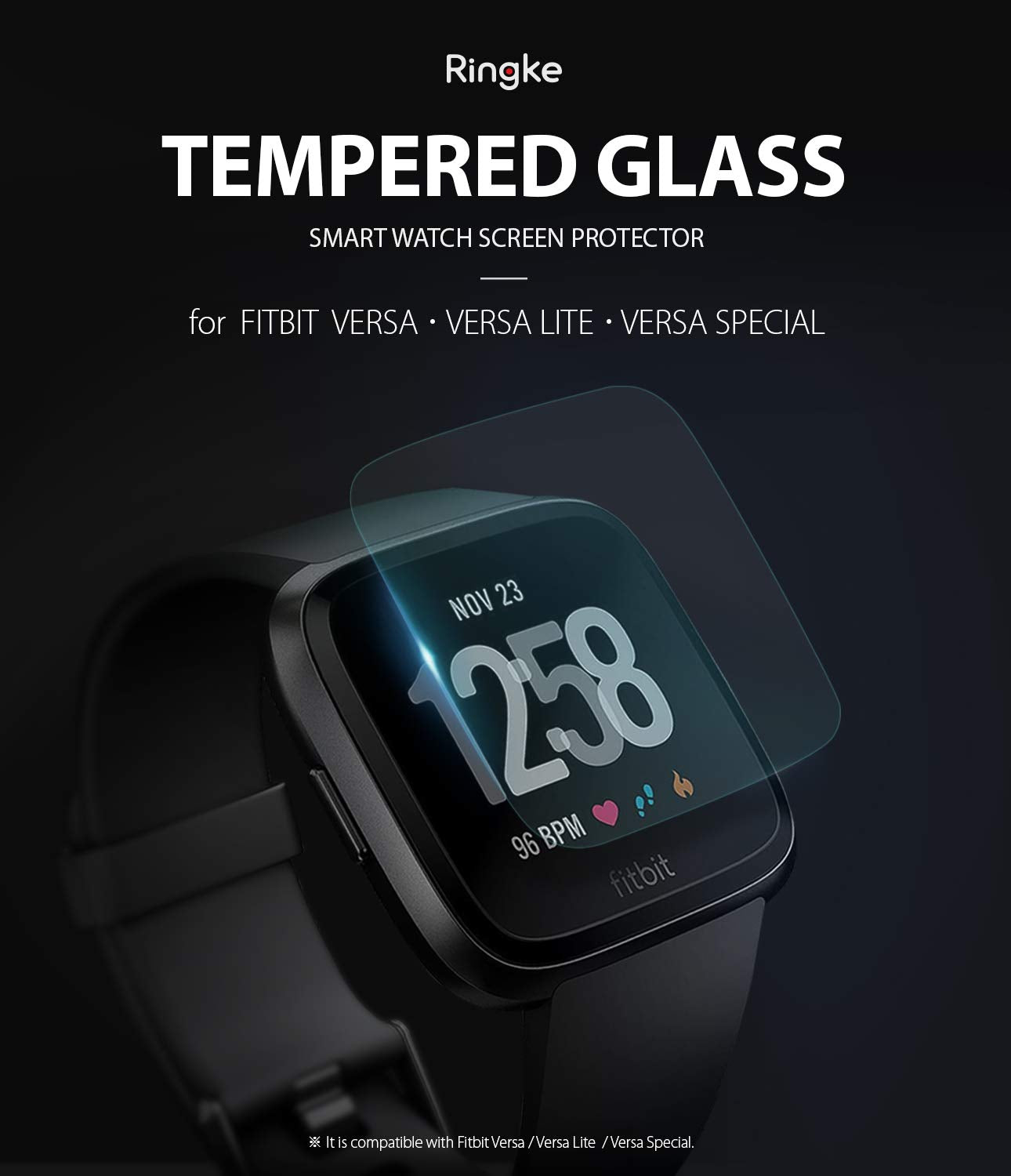Fitbit Versa Screen Protector Invisible Defender Glass