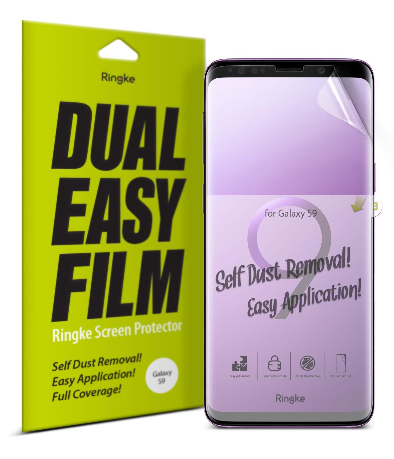 galaxy s9 dual easy full cover screen protector 2 pack