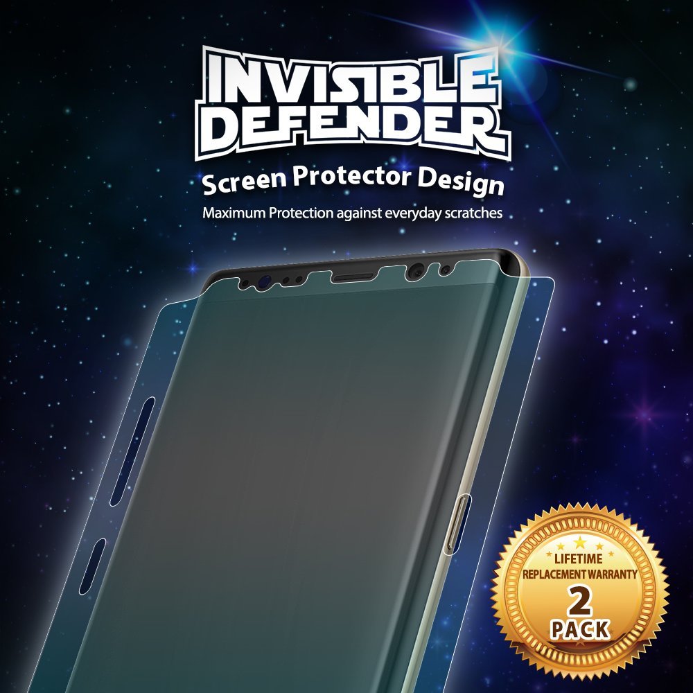 Galaxy Note 8 [INVISIBLE DEFENDER] Full Coverage Screen Protector - Galaxy Note 8 with a screen protector and 2-pack seal.