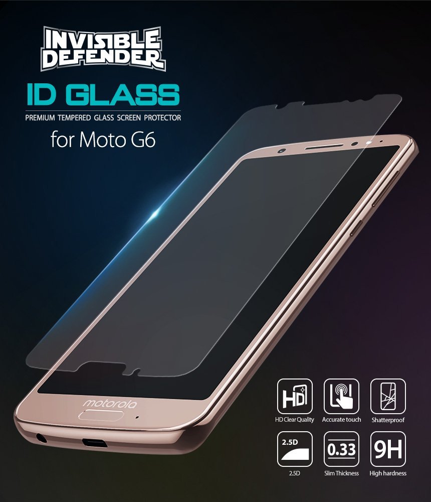 moto g6 invisible defender tempered glass screen protector