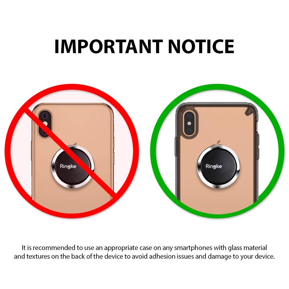 it is recommende to use an appropriate case on any smartphone with glass back to prevent any damage to the device by adhesive