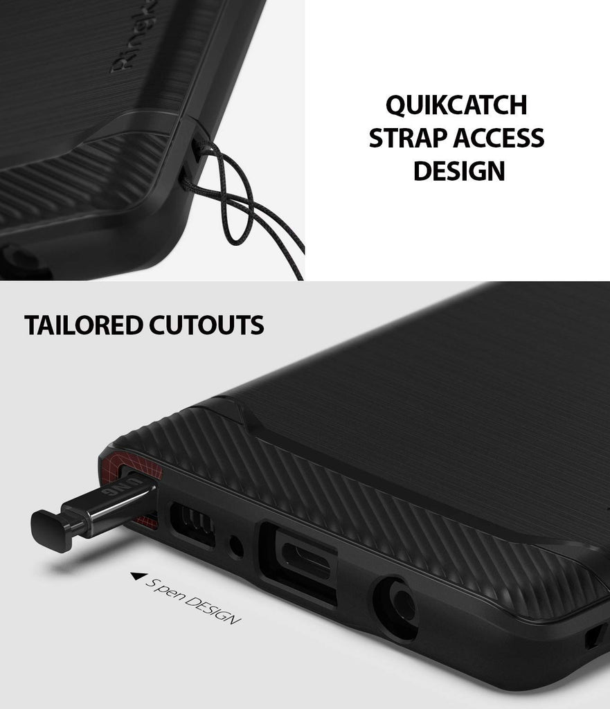 quikcatch strap access design with tailored cutouts