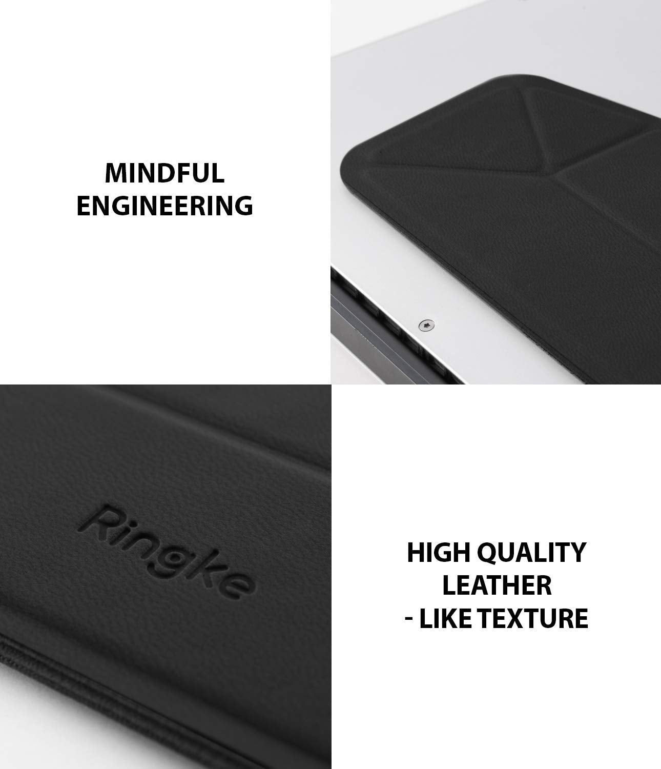 ringke laptop stand ergonomic engineering with high quality pu leather, leather-like texture