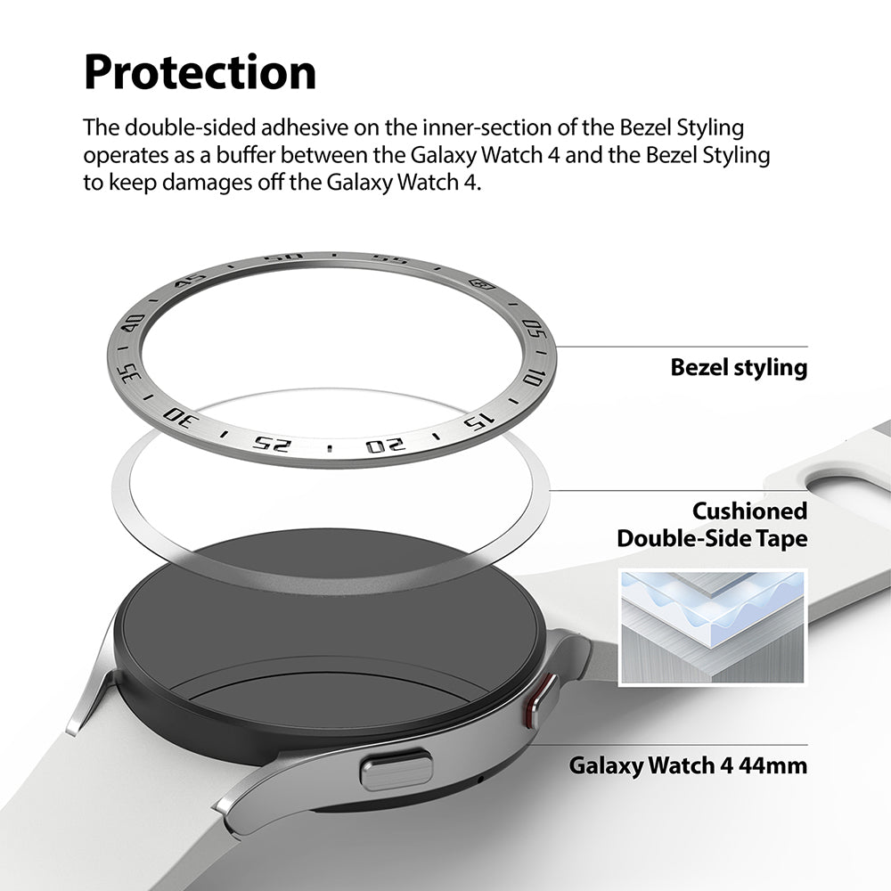 Cushioned double-sided tape keeps damage off the watch