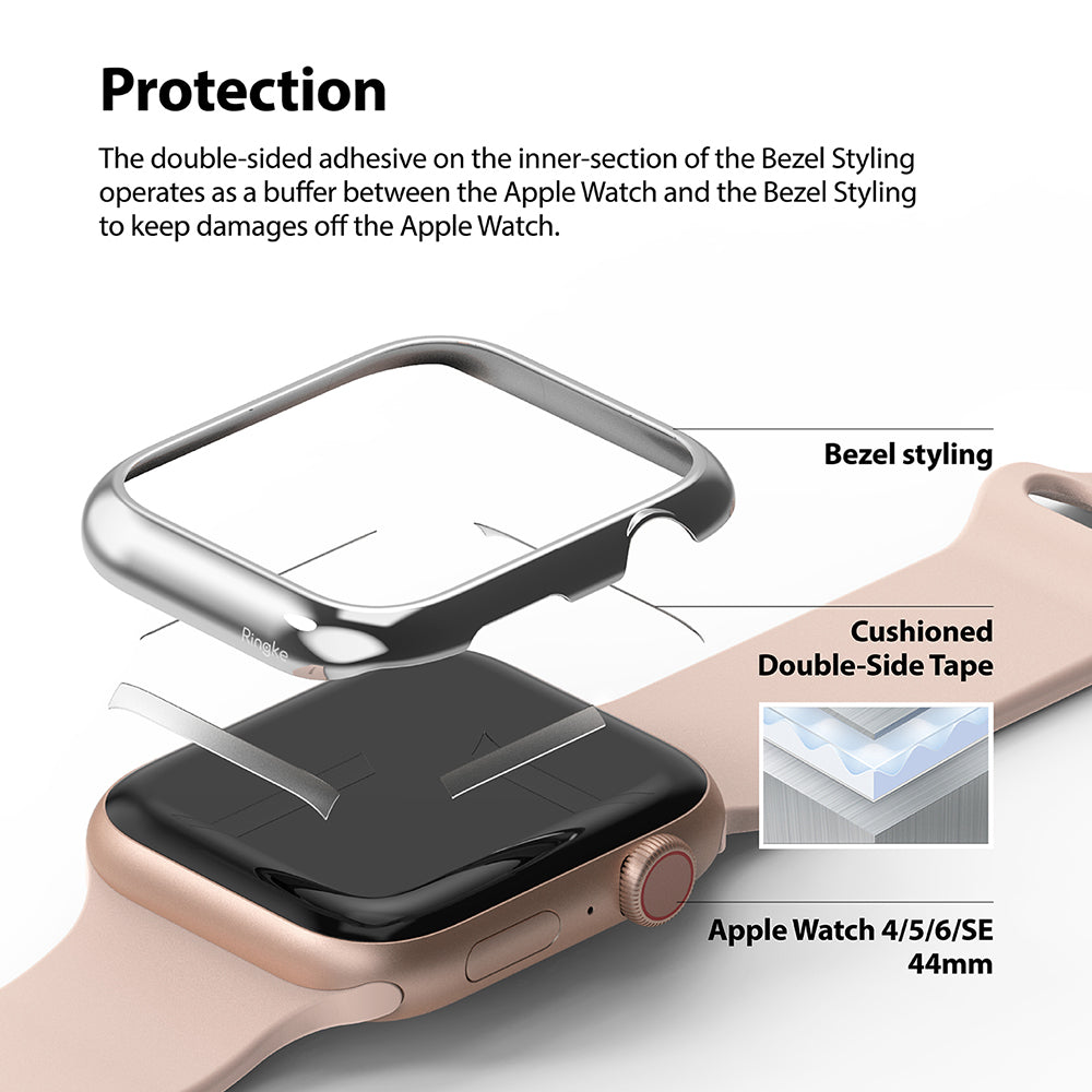 double-sided adhesive on the inner section of the bezel styling works as a buffer between the device and the bezel styling