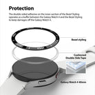 Cushioned double-sided tape keeps damage off the watch