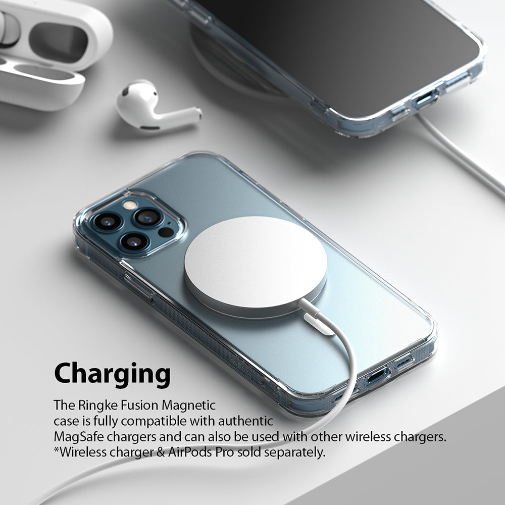 the ringke fusion magnetic case is fully compatible with authentic magsafe chargers and can also be used with other wireless chargers