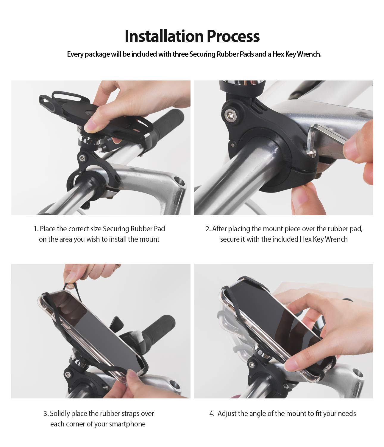 ringke spider grip bike mount with secure elastic bands - installation process