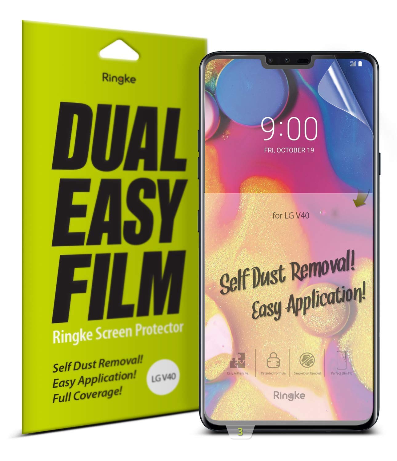 lg v40 thinq dual easy full cover screen protector 2 pack