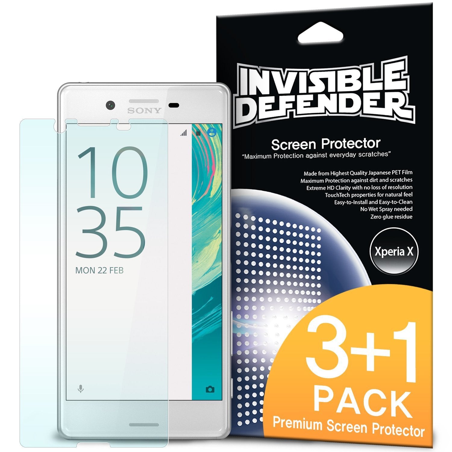 xperia x, ringke invisible defender 3+1 pack screen protector