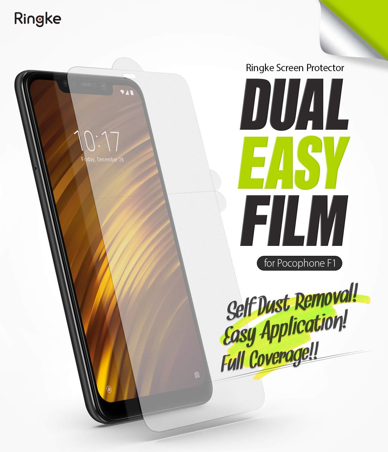 xiaomi pocophone f1 dual easy full cover screen protector 2 pack
