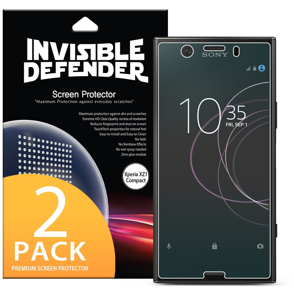 sony xperia xz1 compact ringke full coverage 2 pack screen protector