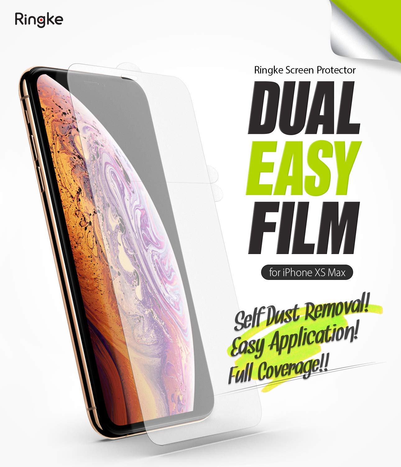 ringke dual easy film screen protector for iphone xs max
